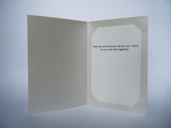 open card with inset "may the wind always be at your back as you set sail together."