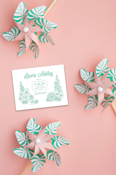 Birth Announcement - Mint Garden